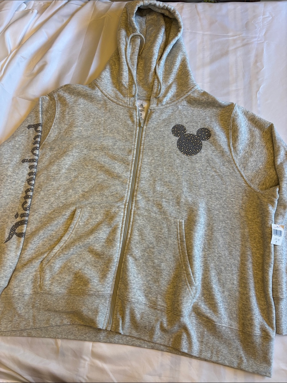 Disney Gray Rhinestone Mickey Full-Zip Hoodie